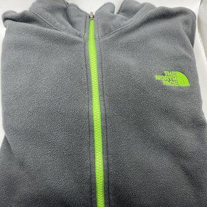 North Face Fleece Jacket Flashdry Gray & LIME Green Outdoors Casual Zip Up B8-5